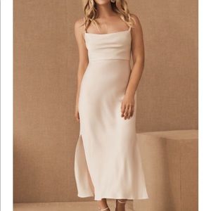 BHLDN Cali Satin Midi Dress in Ivory